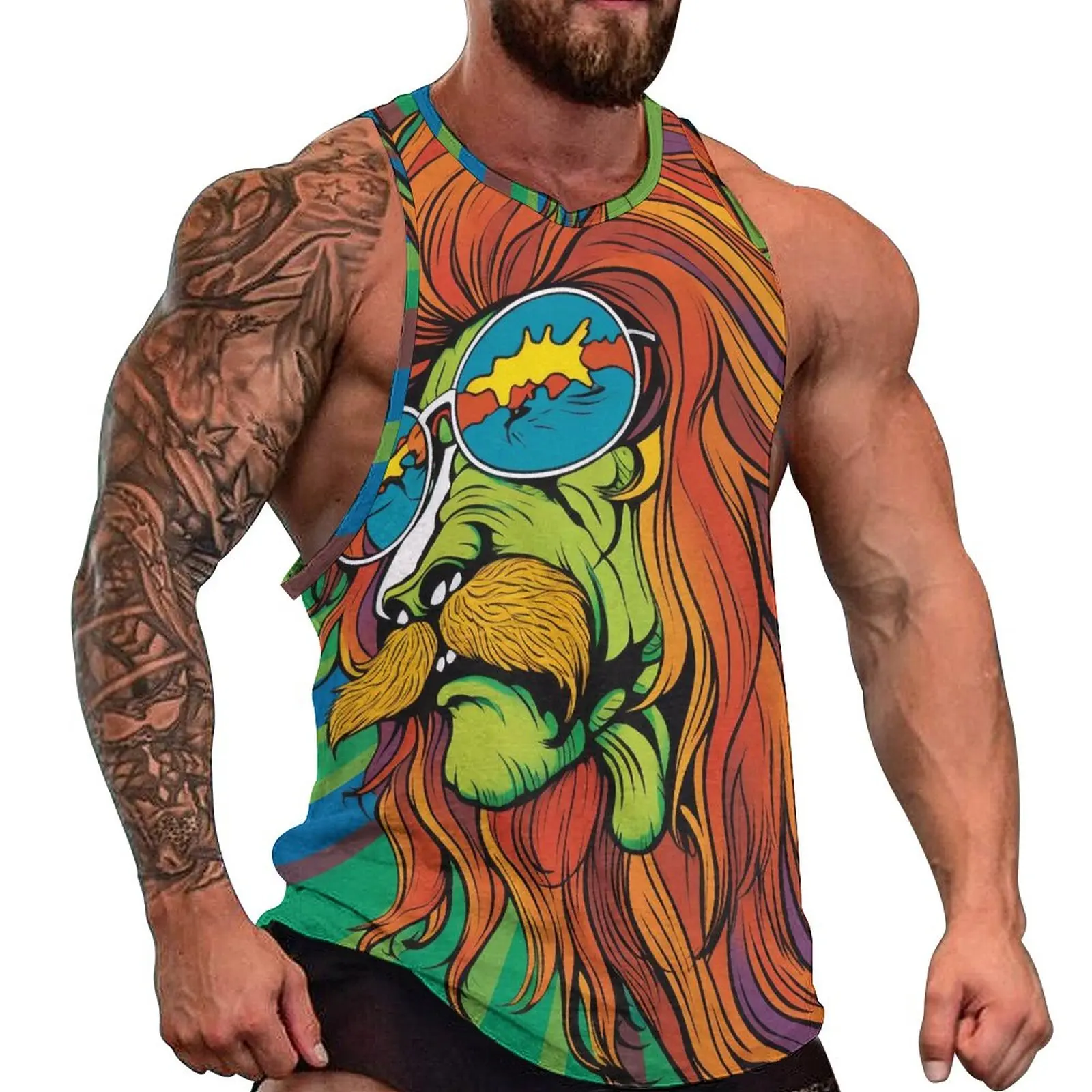 

Lion Daily Tank Top Comic Character Bodybuilding Tops Man's Custom Sportswear Sleeveless Vests Plus Size