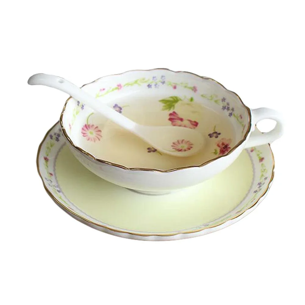 

Mug Cup Ceramic Tea Cup Afternoon Tea Time Cups and Saucer Set with Spoon 5.4OZ