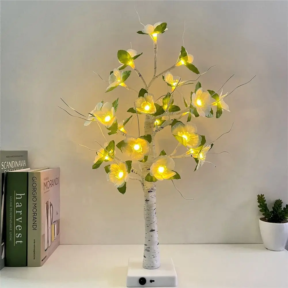 

Christmas Gift Bedside Lighting Camellia, Magnolia Tree Shape Atmosphere Lamp Nightstand Decor Flower Tree Lights Night Lamp