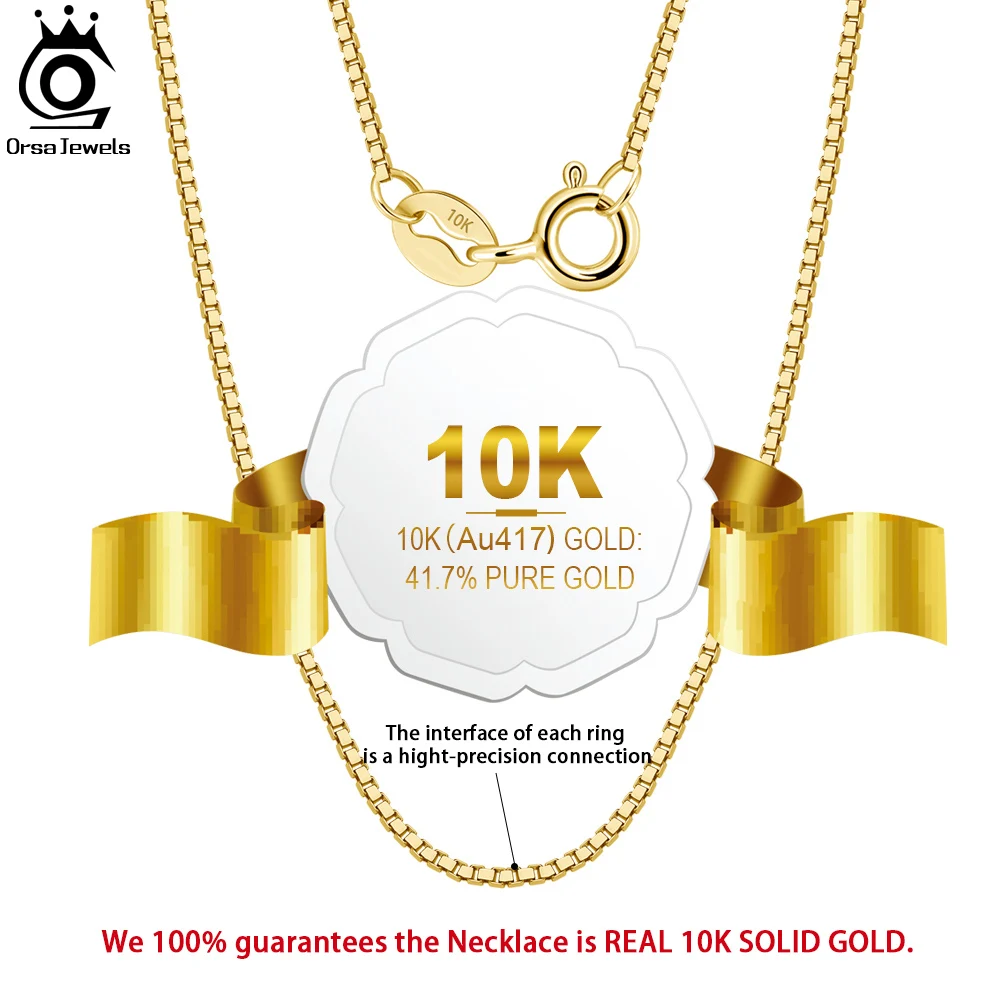ORSA JEWELS Настоящее 10K ТВЕРДОЕ ЗОЛОТО 0 6 мм цепочка ожерелье AU417 желтое золото