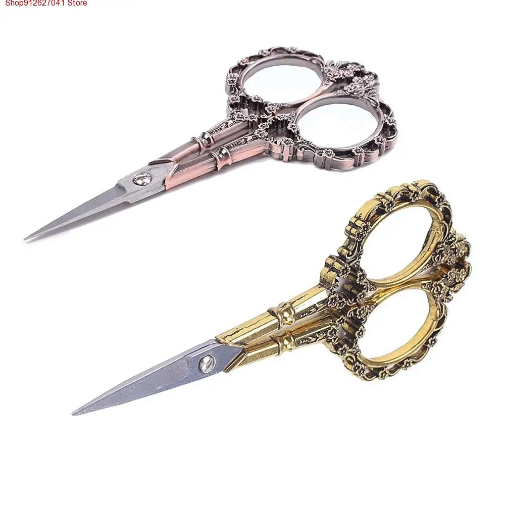 

Stainless Steel European Floral Retro Sewing Vintage Scissors Short Cutter Durable Tailor Scissors Fabric handicraft Scissors