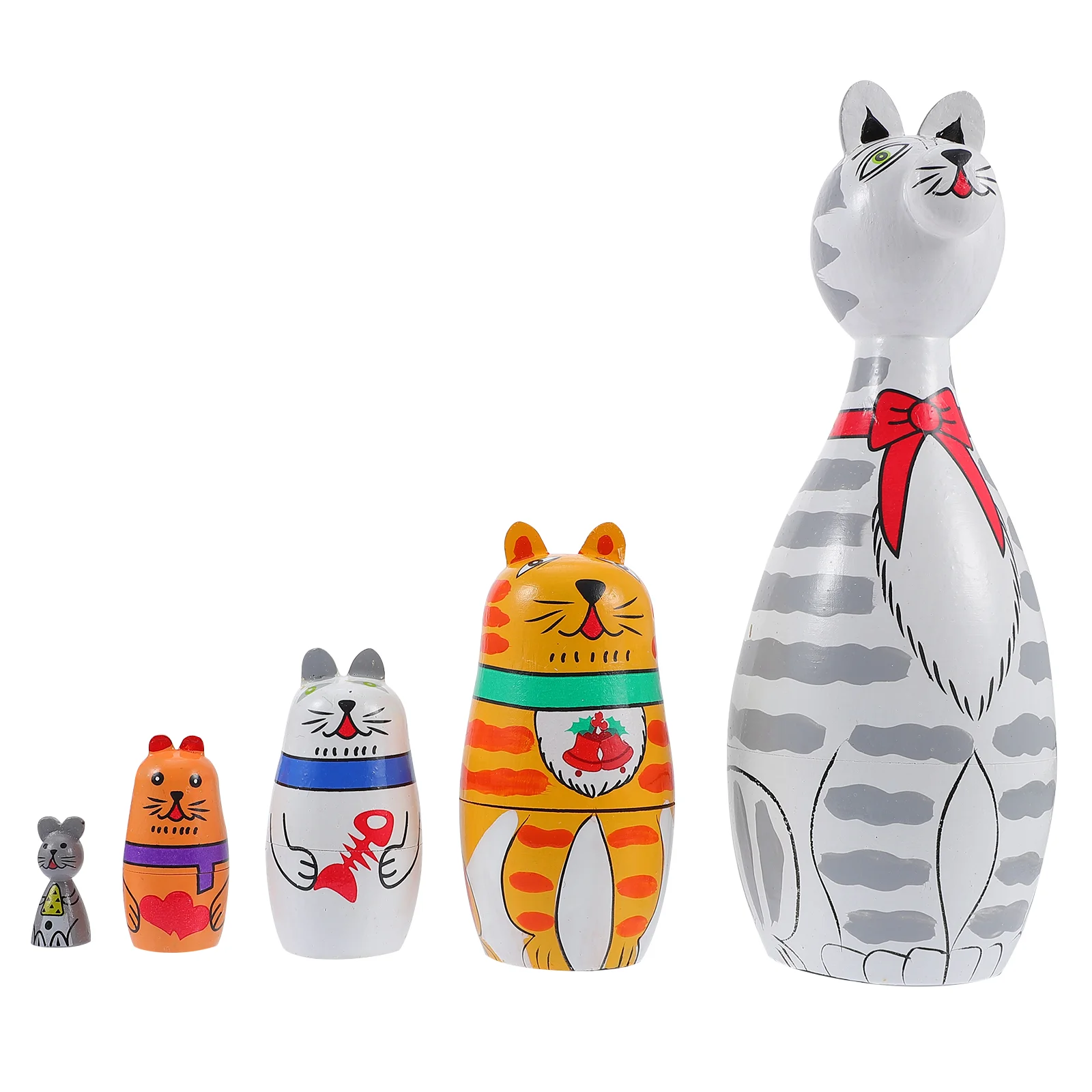 

5 Pcs Animal Matryoshka Dolls Wooden Nesting Boys Toy Manual Cartoon Child Toys