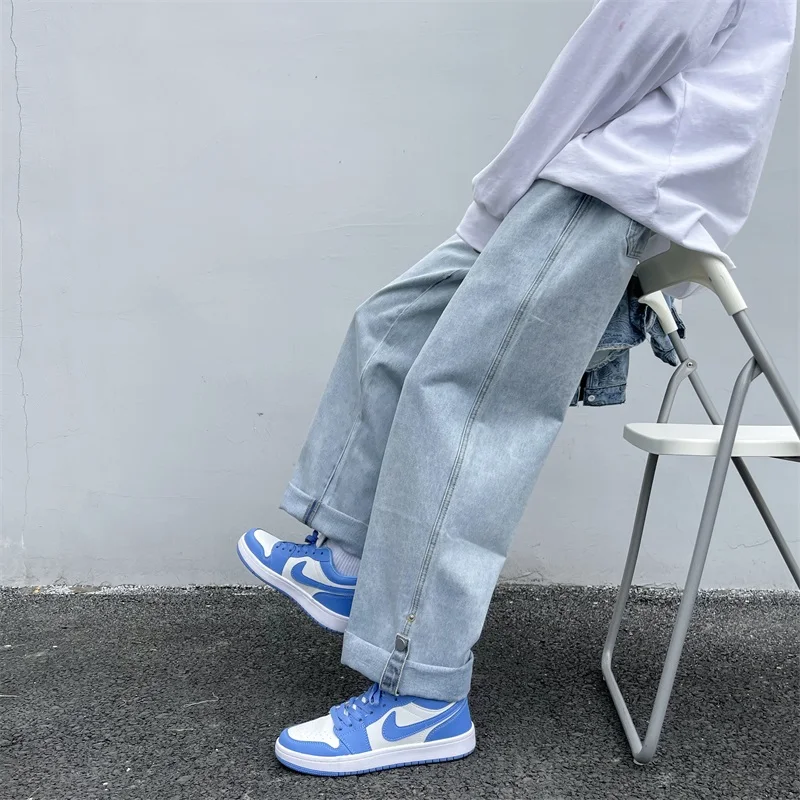 High Quality Straight Leg Jeans Mens Korean Fashion Trends Daily Clothing Teenage Baggy Denim Pants Streetwear Designer Bottoms