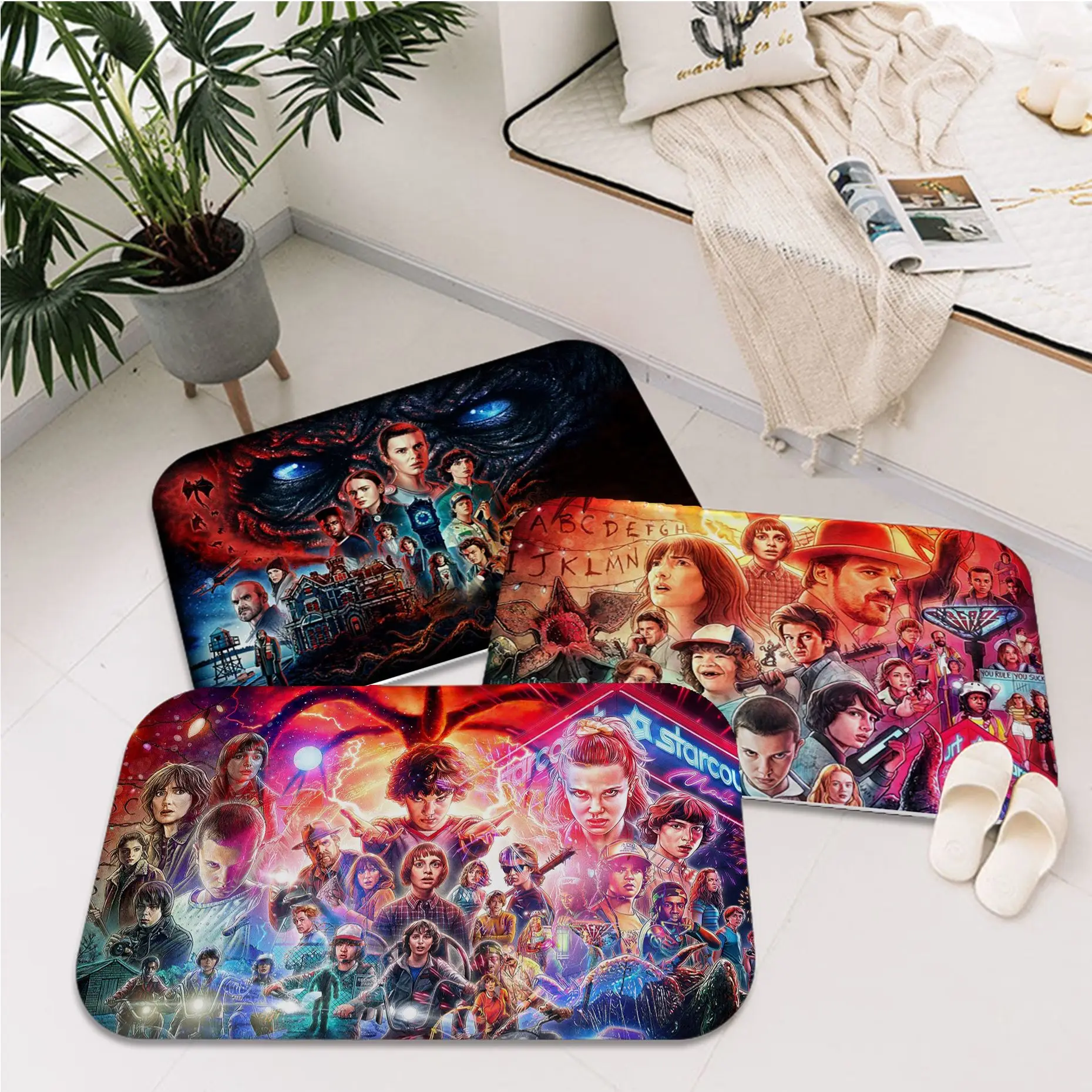 

Stranger Things Printing Room Mats INS Style Soft Bedroom Floor House Laundry Room Mat Anti-skid Toilet Rug