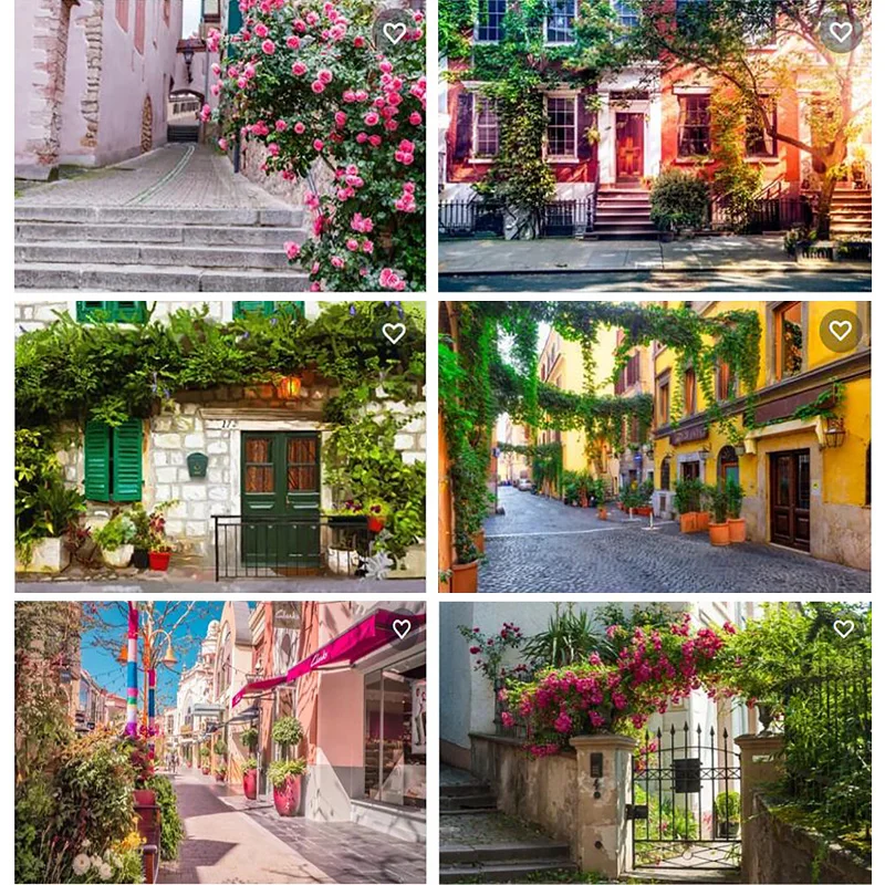 

City Street Natural Scenery Photo Background Street Sky Photography Backdrop Living Room Decor Poster 22712 JD-01