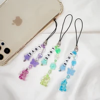 shinus jewelry chain for mobile pink bear purple butterfly love lettering star heart white pearl beaded cell phone charm women