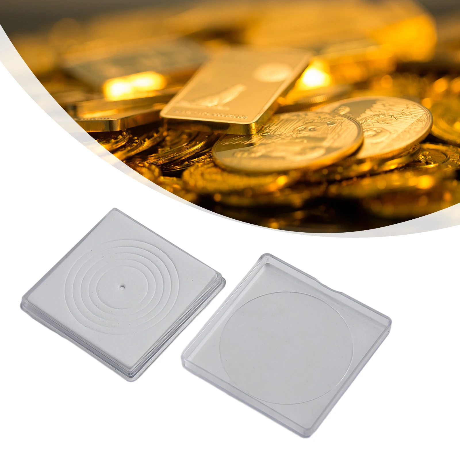 

20pcs 40mm Coin Capsule Holder Adjustable Gaskets Organizer Storage Box For Coin Capsule Medal Collection Case Container Boxes