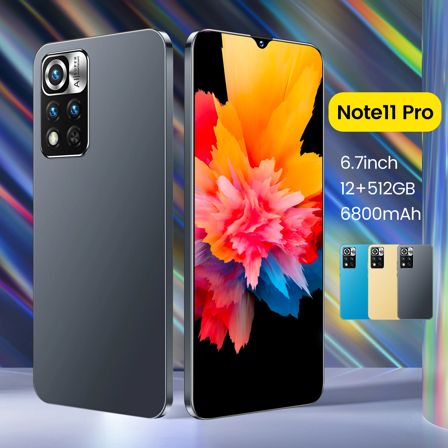 

Горячая Распродажа, смартфон, черная большая память Note 11 Pro, 12 Гб + 512 ГБ, аккумулятор 6800 мАч, HD дисплей 6,7 дюйма, хороший мобильный телефон