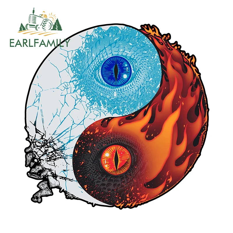 

EARLFAMILY Тай Чи змеиные глаза автомобильная наклейка оригинальная графика льда и огня солнцезащитный крем наклейка для ноутбука устойчивый к царапинам декор
