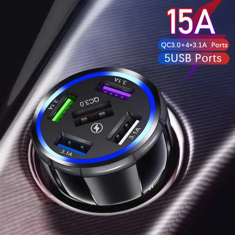 USB-адаптер для быстрой зарядки телефона, 5 портов, 15 А, 5USB-портов