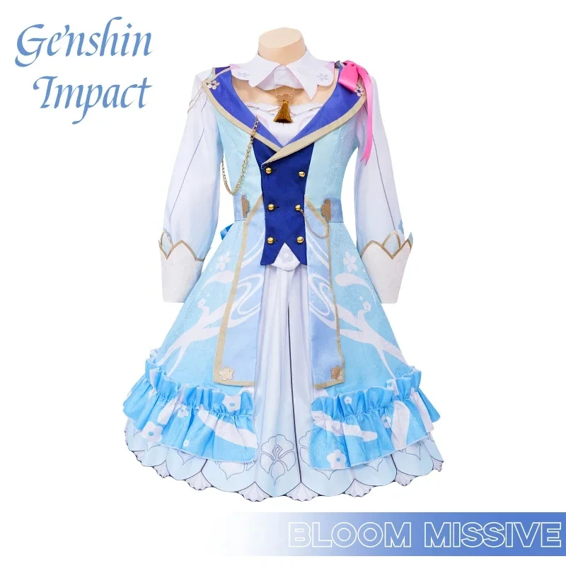 Фото Костюм для косплея Камисато Аяка из игры Genshin Impact 2026, большой размер, новое платье Аяка Springbloom Missive, шляпа, парик, Hallow BW6W9 №4