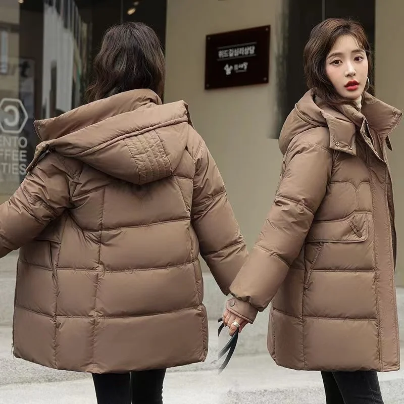 

Новинка 2023, женская зимняя стеганая куртка, женская теплая Толстая хлопковая Корейская свободная парка с капюшоном, Женское зимнее пальто, верхняя одежда