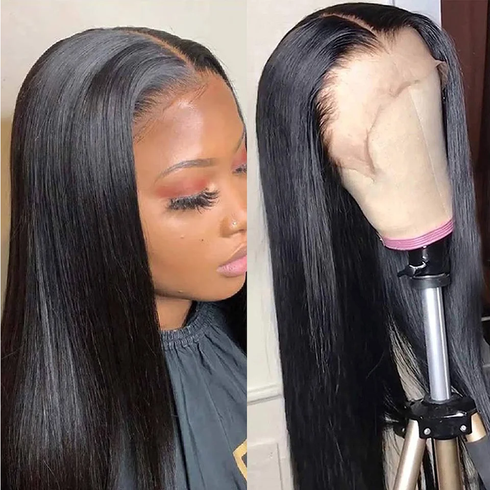 

Straight Human Hair Wigs 13x4 Lace Frontal Wig Human Hair Pre Plucked Brazilian 4x4 HD Transparent Lace Front Wig With Baby Hair