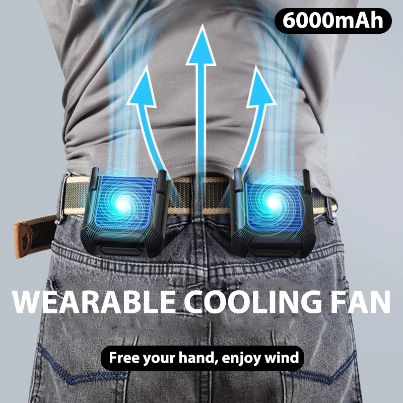 Tanie 2 W 1 Powerbank Talia Wentylator IPAKY Talii Klip Podręczny Wiatrak 6000Mah Przenośny Mini Wentylator Poręczny Wentylator Elektryczny Ręczny Klimatyzator