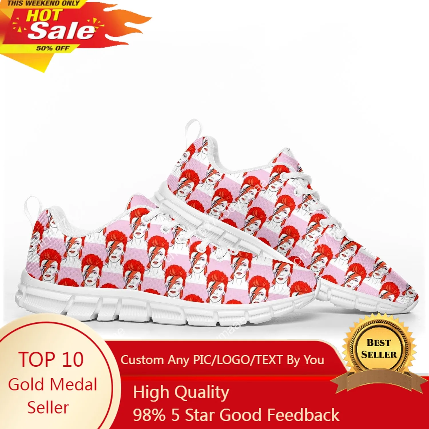 

David Rock Star Singer Sports Shoes High Quality Mens Womens Teenager Bowie Sneakers Sneaker Customize Shoes Couple Shoe White