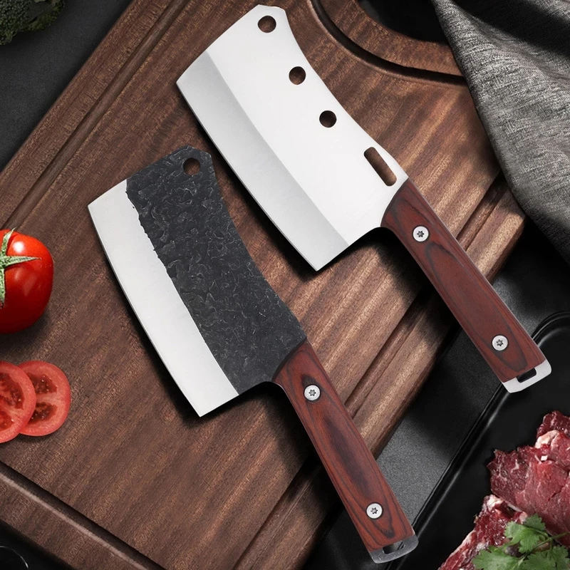 

Camping Knife Forged Stainless Steel Meat Cleaver Bone Chopping Kitchen Chef Knife Fishing Hunting Survival Knife with Sheath