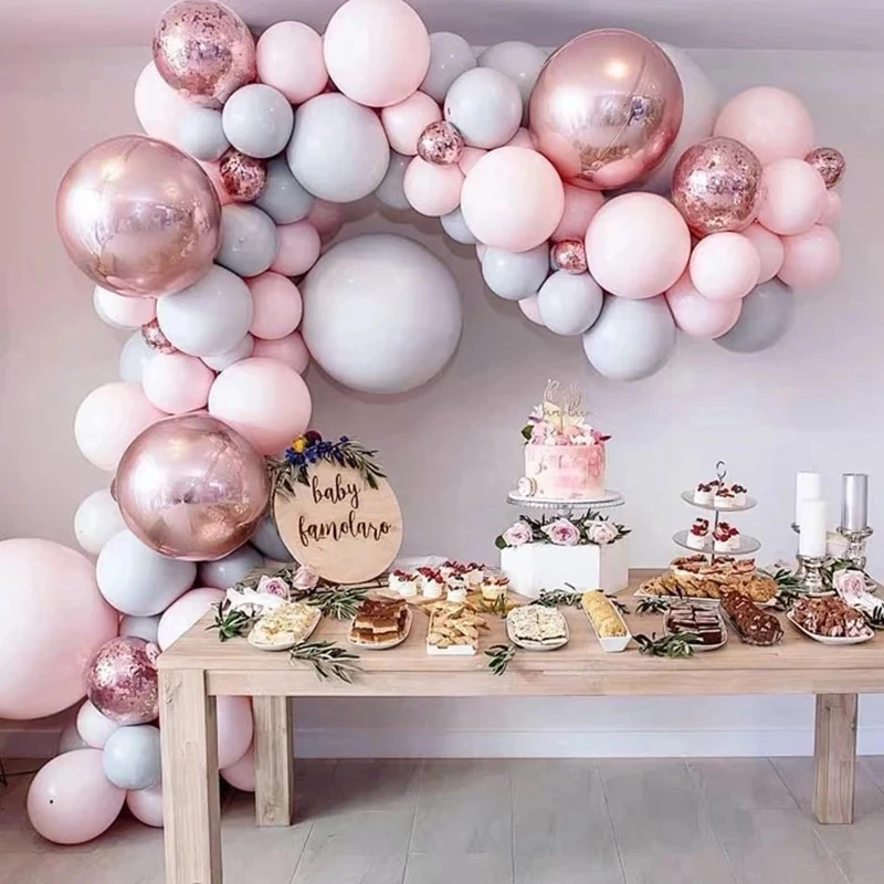 

Macaron Pink Balloon Garland Arch Kit Wedding Birthday Party Decoration Kids Globos Rose Gold Confetti Latex Ballon Baby Shower