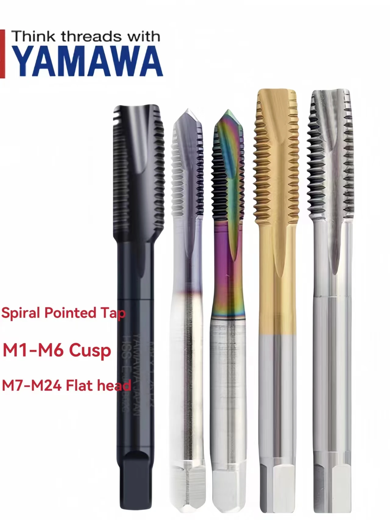 Японский YAMAWA метрический спиральный заостренный кран Черный Нержавеющая