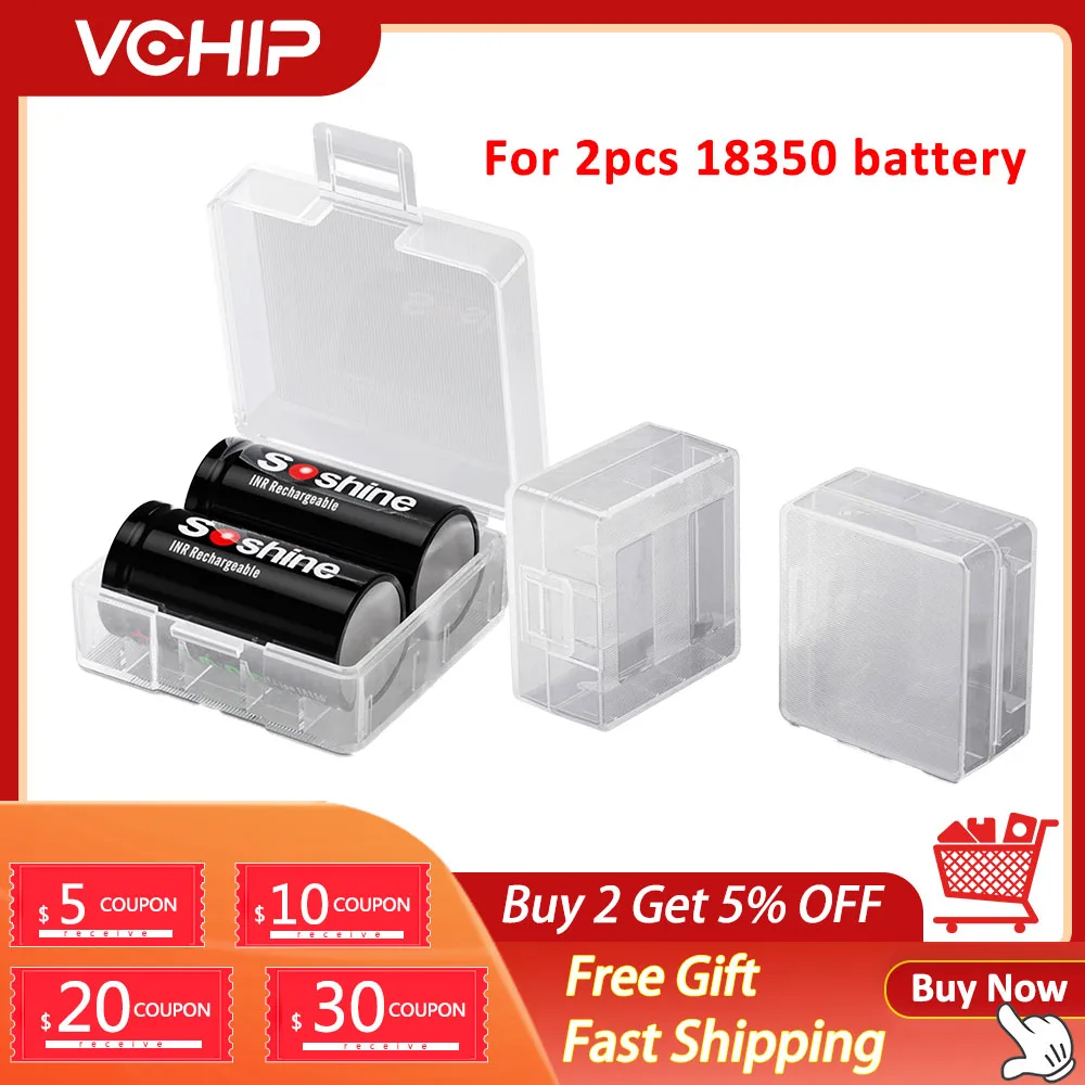 

18350 Battery Case Storage Boxes Hard Plastic PP Transparent Battery Box For 2pcs 18350 Battery Holder Cell Container