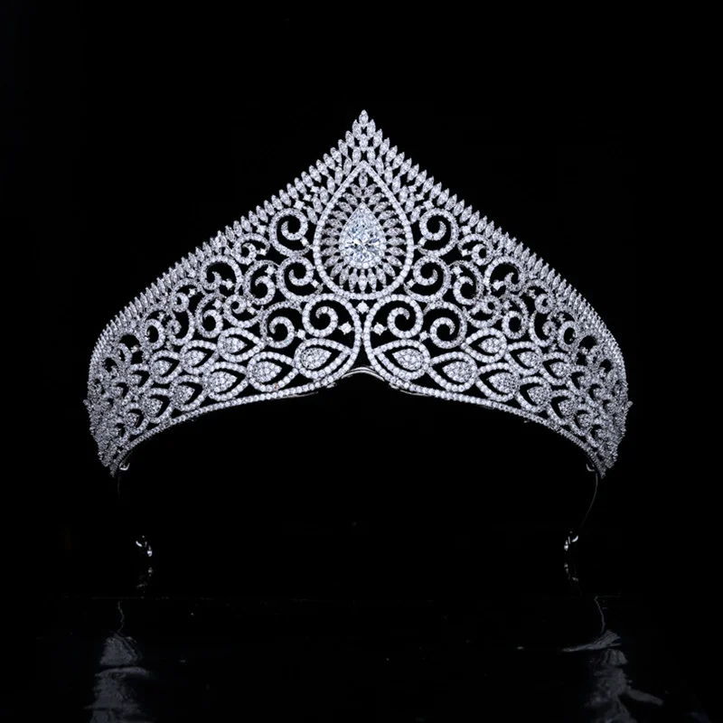 

MYFEIVO European American Pageant Model Crown Bride Wedding Zircon Crown Wedding Headdress Luxury Wedding Hair Jewelry HQ0568
