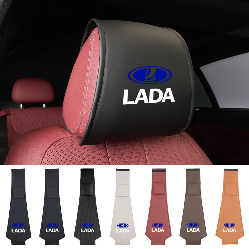 Фото Кожаный защитный чехол-органайзер на подголовник для автомобилей Lada Vesta, Niva, Samara, Kalina, Largus, Priora, Xray, Granta №1