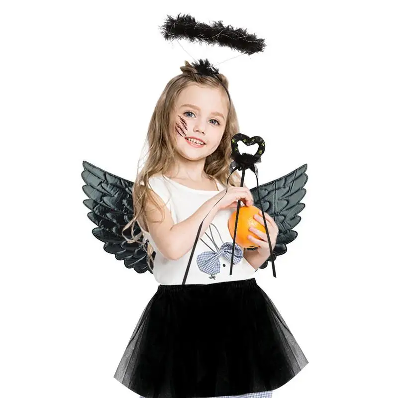 

Black Angel Costume For Kids Girl Black Angel Devil Cosplay Costume Kit Themed Dress Up Sets For Halloween Carnival Stage