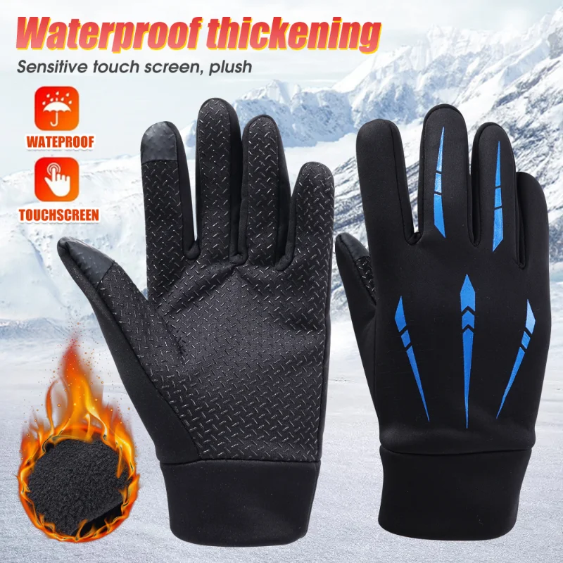 

Riding Warm Fleece Gloves Outdoor Winter Anti-Cold Thermal Gloves Waterproof Sports Glove for Men Women