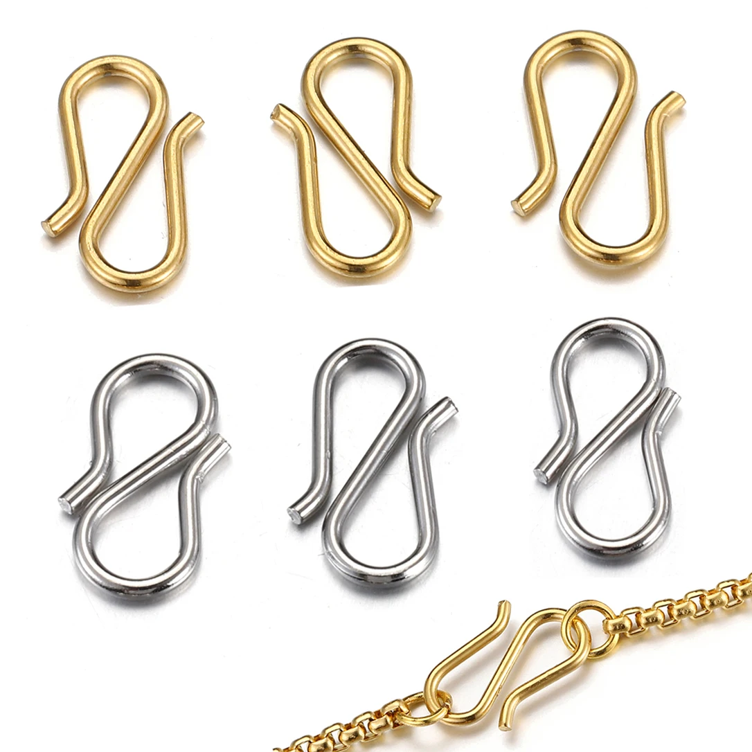 

20pcs Stainless Steel Strong S Shape Hooks DIY Necklace Clasps Hooks Gold Color End Clasps for Bracelet Jewelry Making Finding
