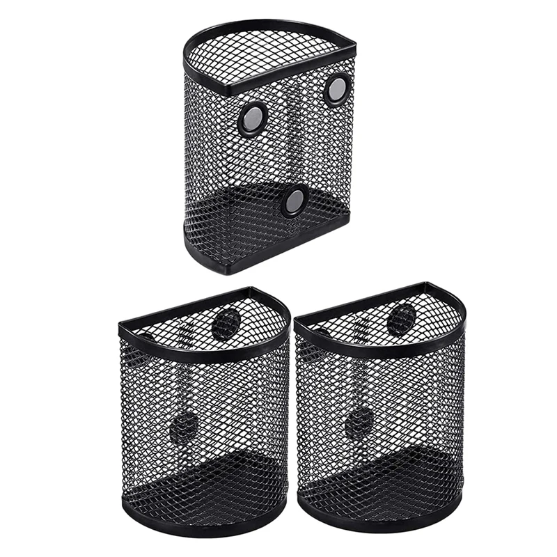 

Set Magnetic Pencil Holder Grid Storage Basket With Magnet Fix Whiteboards And Storage Cabinet Accessories Black