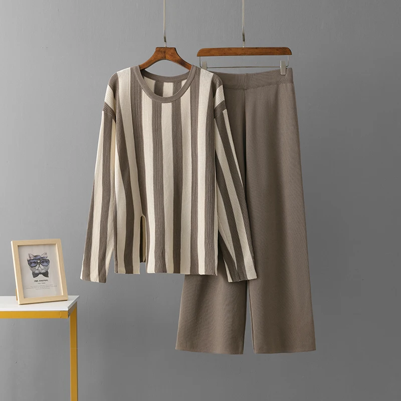 Женский Осенний Комплект Брюк В Горошек С Приталенной Рубашкой Длинными