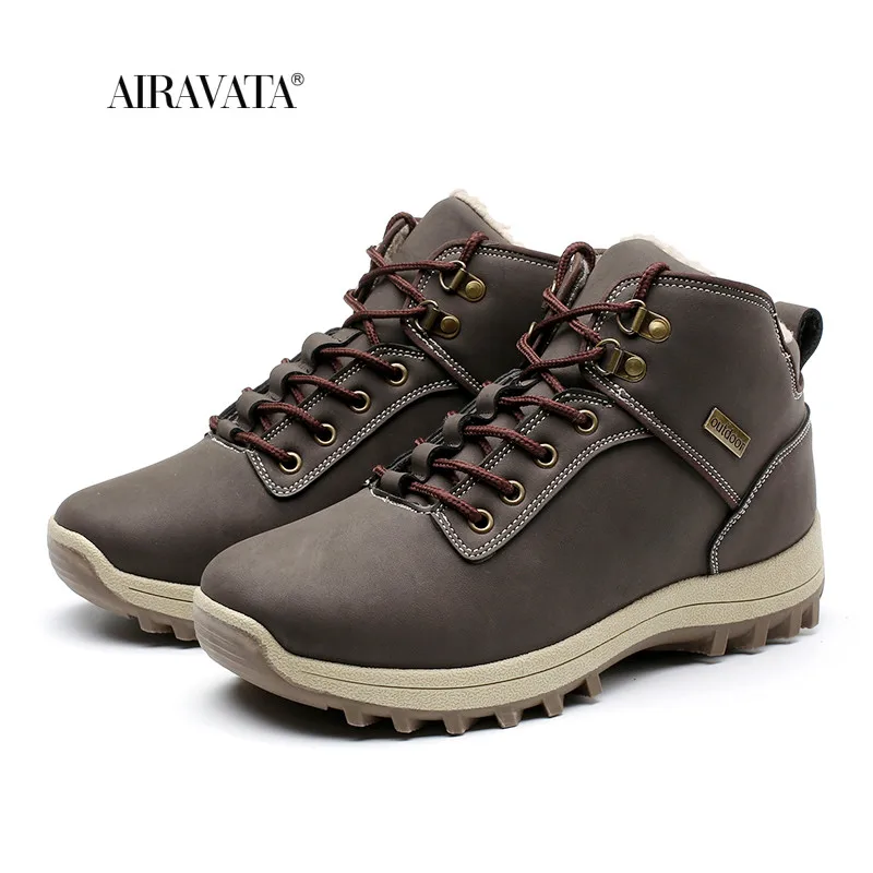 Winter Men Boots Snow Plush Warm Man Snow Boots PU Waterproof Men's Ankle Boots Soft Outdoor Men's Shoes Hot Sale