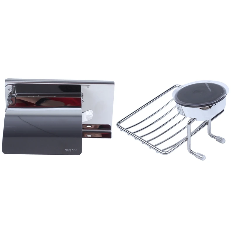 

1 Pcs Super Powerful Vacuum Suction Soap Dish Sponge Holder & 1 Pcs Kitchen Accessory (Soap Dish) Toilet Paper Holder