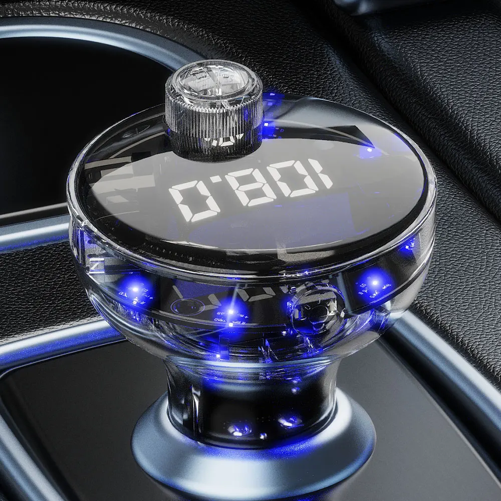 Transparent Car Bluetooth 5.4 FM Transmitter