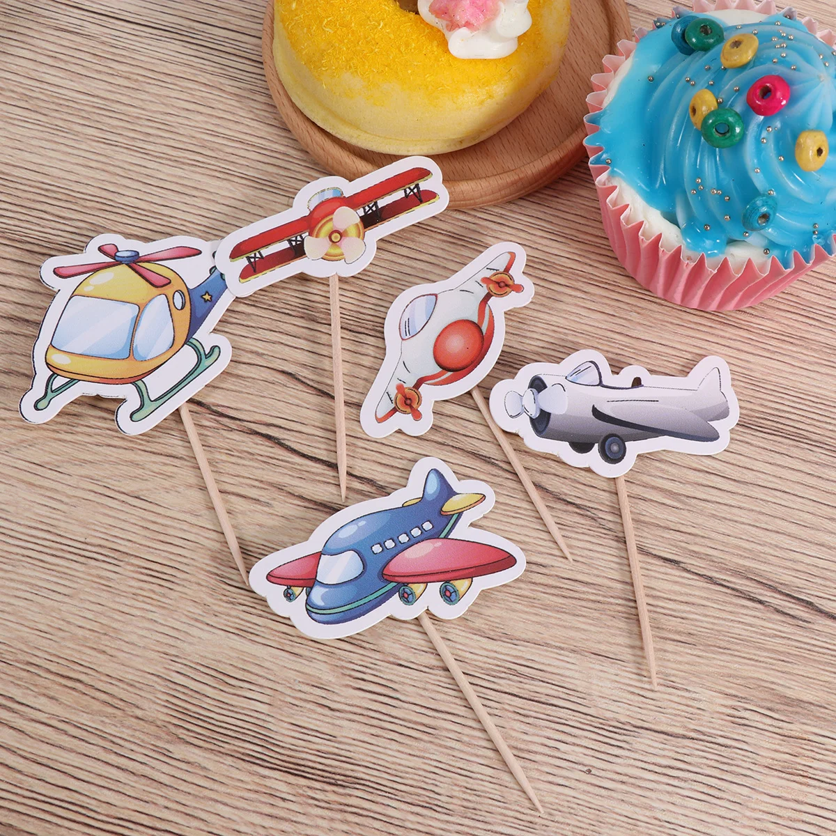

Cupcake Toppers Cake Picks Plane Fruit Topper Birthday Food Decor Cupcakes Decorative Baby Retro Shower Airplane Decoration