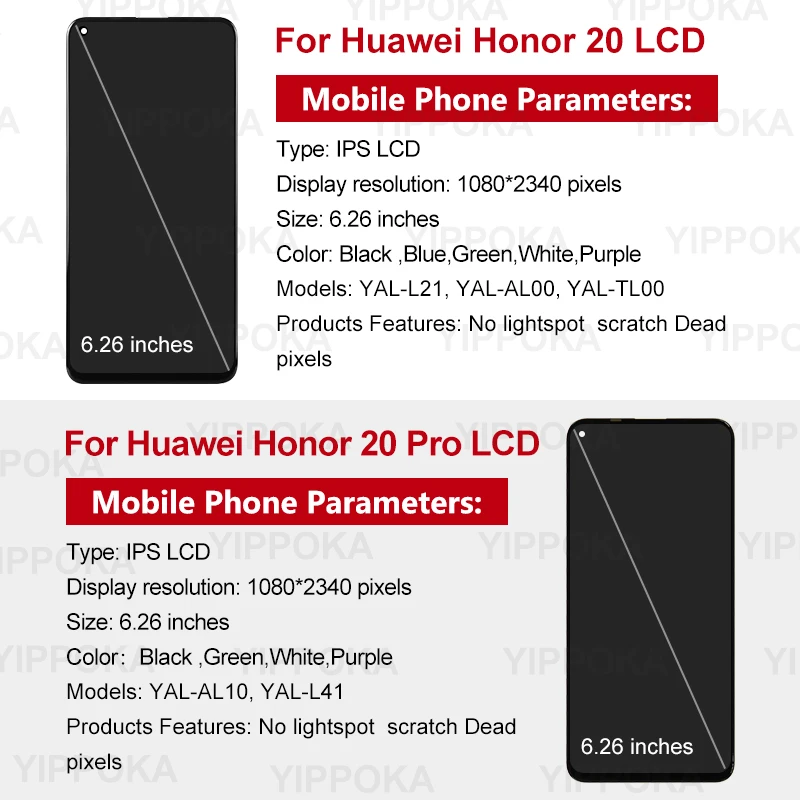 Оригинальный ЖК-дисплей 6 26 дюйма для Huawei Honor 20 сенсорный экран с дигитайзером в