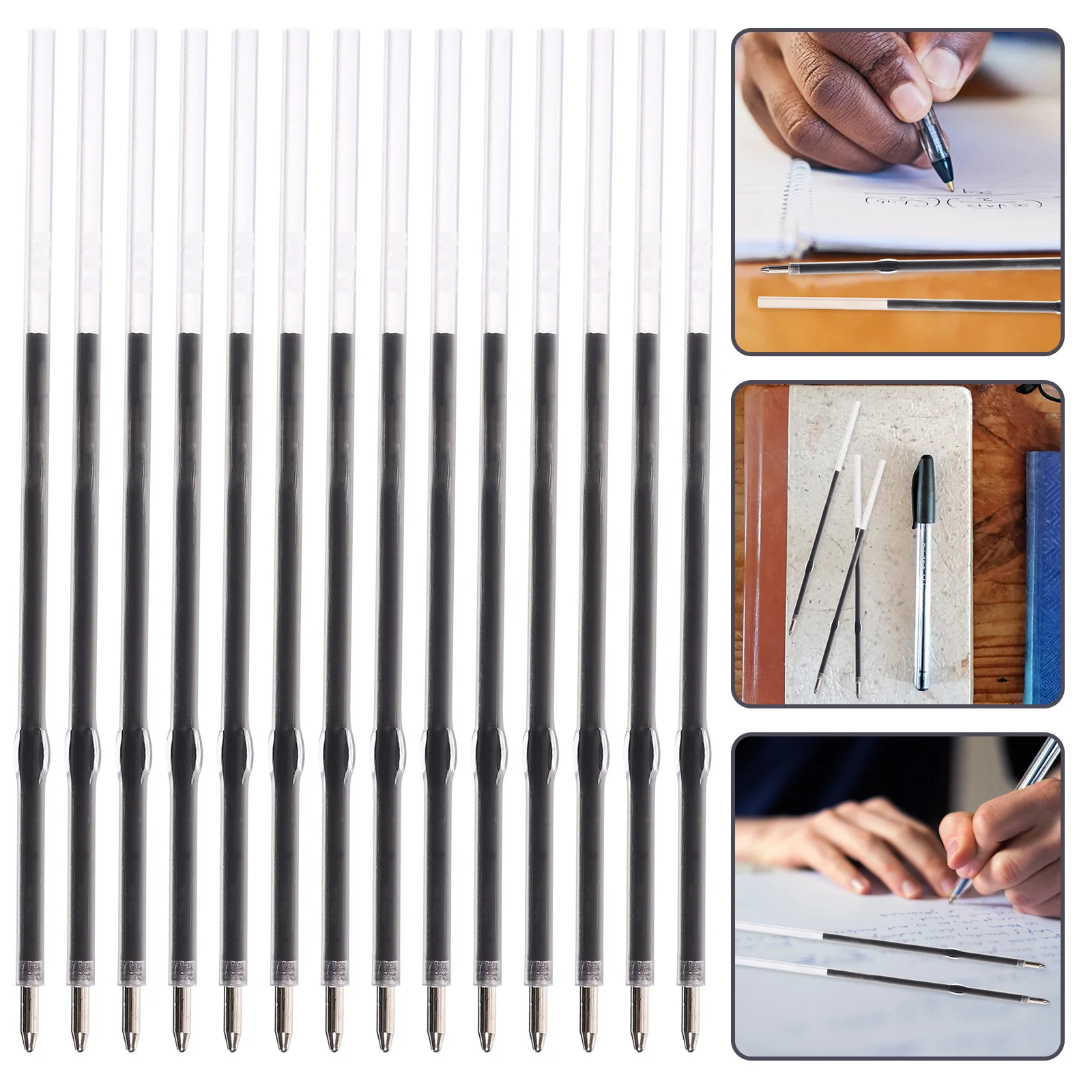 100 шт. 07 мм черная офисная кнопочная шариковая ручка стержень