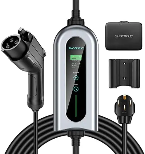 

Level 2 EV Charger (32Amp, 240V, NEMA 14-50P), -mounted EVSE SAE J1772 EV, Portable Outdoor Vehicle Charger with Adjustable Cur