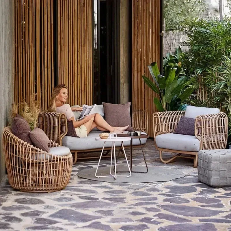 Простые Ротанговые уличные садовые диваны современная уличная мебель для отдыха