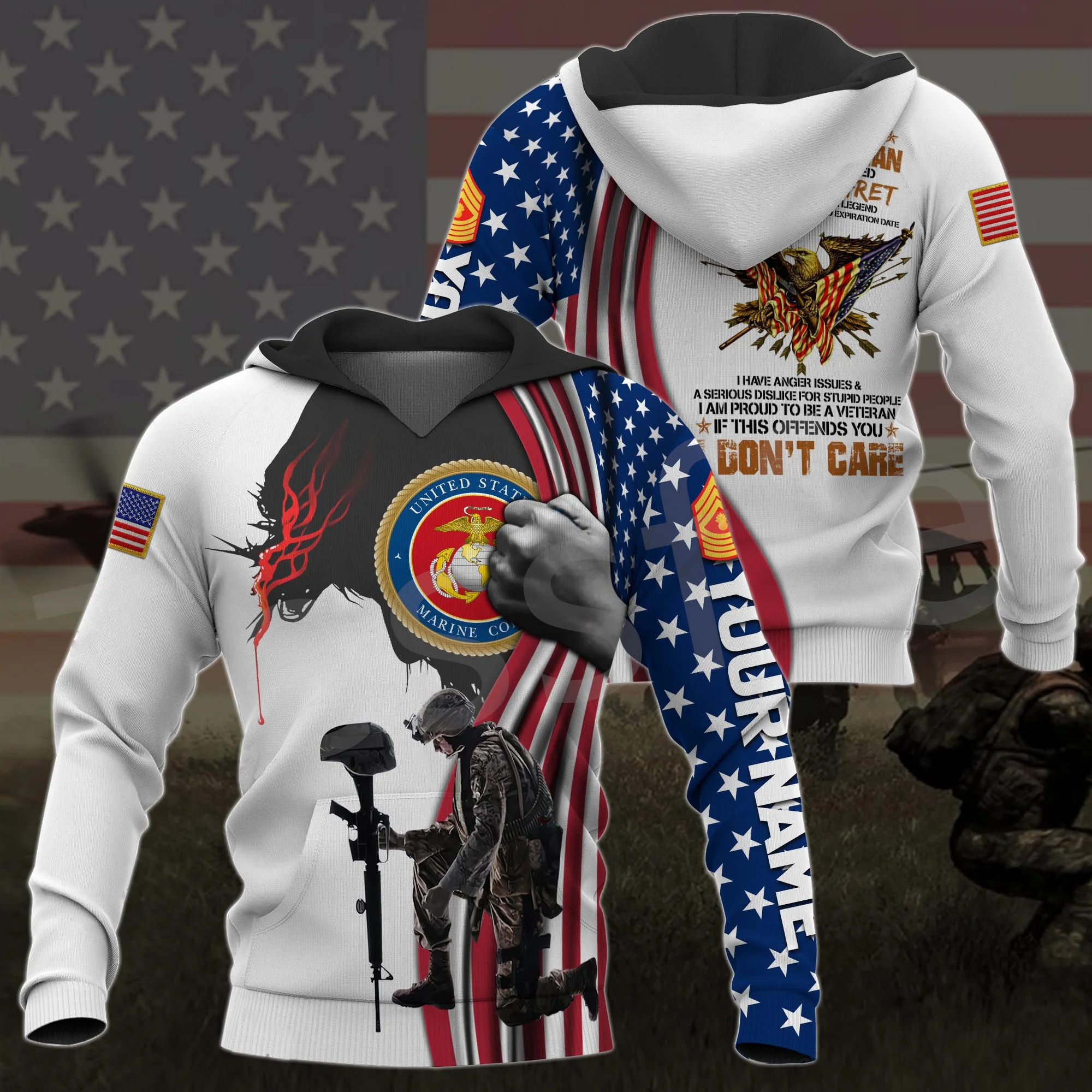 

Камуфляжный тренировочный костюм tessвам с надписью на заказ, военные копы США, 3DPrint, Повседневный пуловер в стиле Харадзюку для мужчин и женщ...