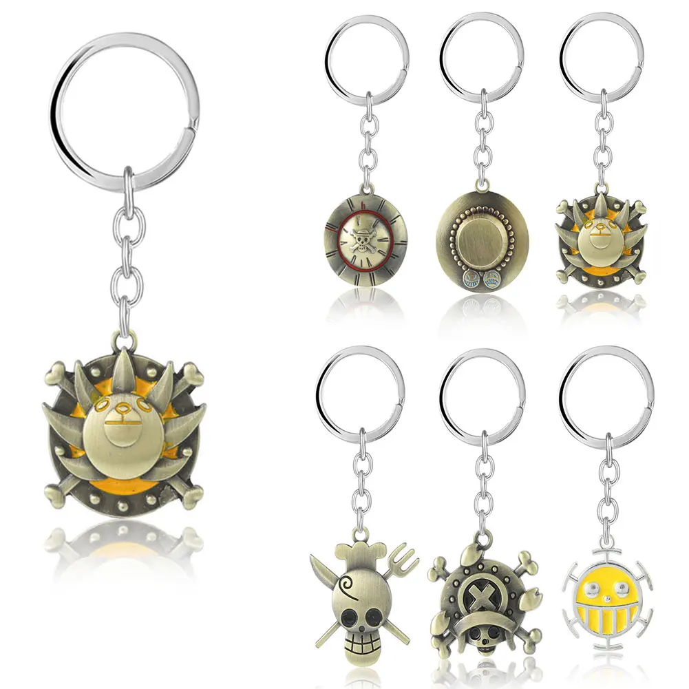 

50 Style One Piece Keychian Nautical King Around Straw Hat Road Flying Sauron Metal Keychain Men Women Couples Key Chain Rings