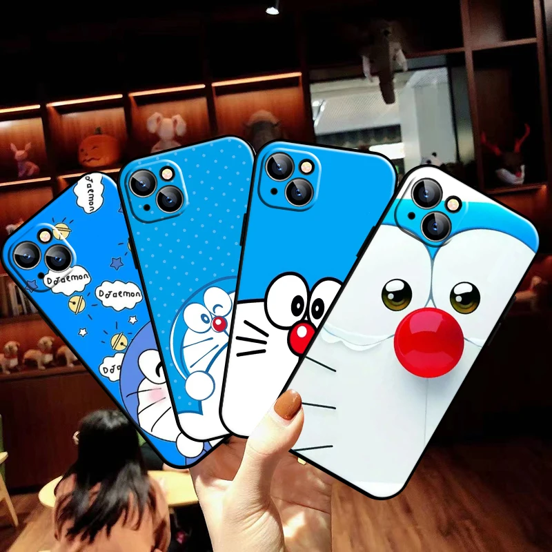 

Anime Doraemon For Apple iPhone 13 12 11 Pro Max 13 12 Mini X XR XS Max SE 5 6 6S 7 8 Plus Phone Case Black Liquid Silicon