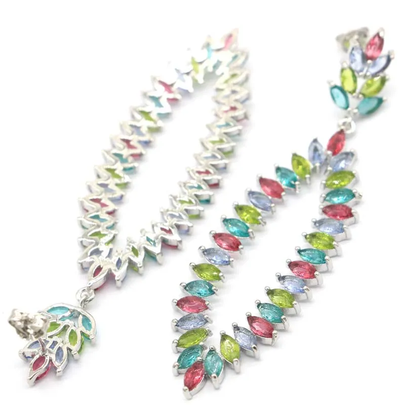 Серьги Серебряные в европейском стиле суперевропейский дизайн Зеленый Перидот