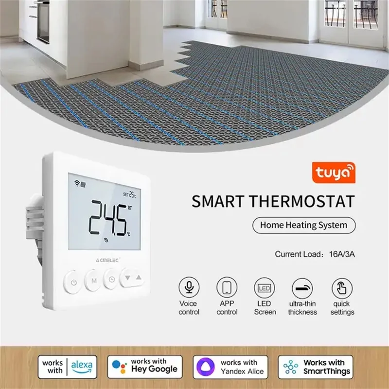 Фото Умный термостат для теплого пола Tuya Zigbee, термостат с Wi-Fi, контроллер температуры для теплого пола, 3 А, 16 А №2