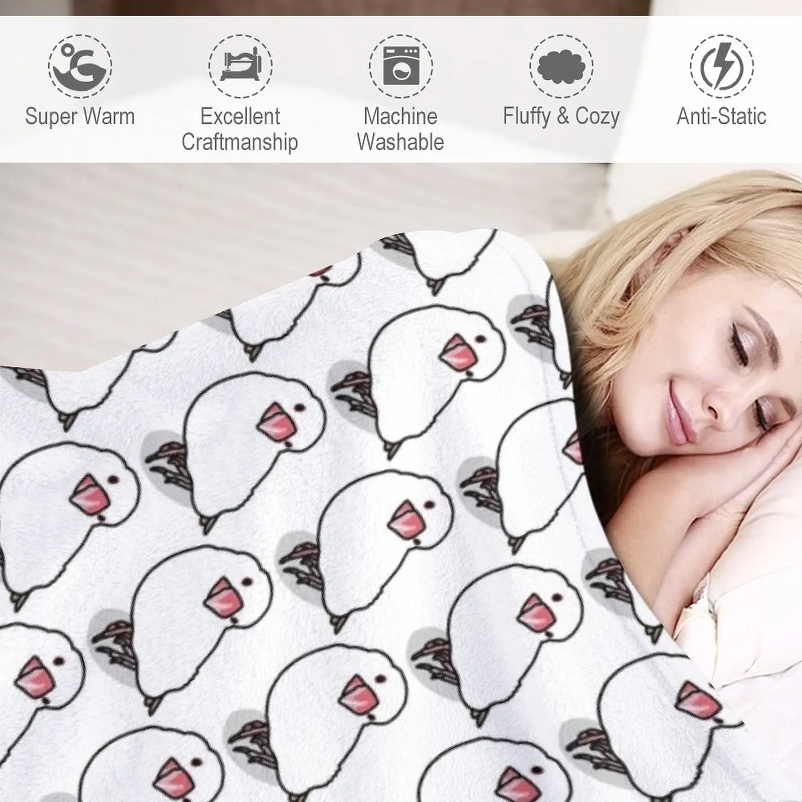 Красивое белое одеяло Java Sparrow мягкое клетчатое большое покрывала для кровати