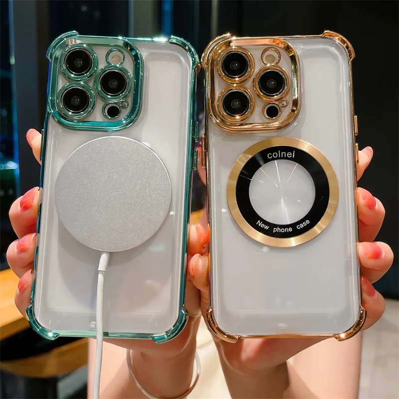 Прозрачный Магнитный чехол для iPhone 14 Pro Max 13 12 11