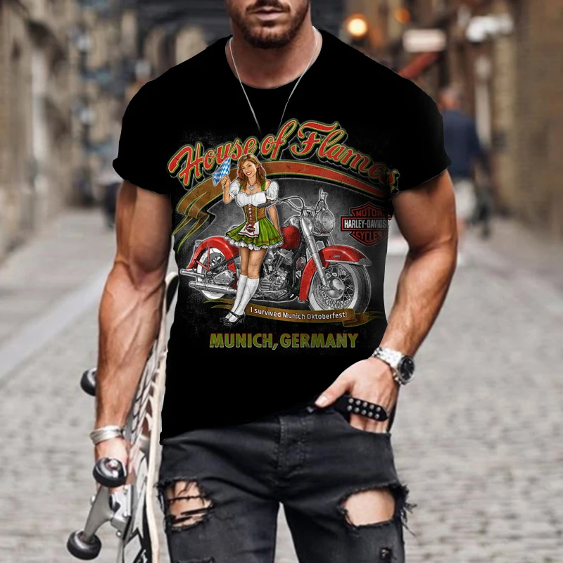 

Vintage Race Girl T-shirt For Men/Women 3d Motorcycle Short Sleeve Loose Oversized Top Tee Shirt Men's T Shirt Unisex Camiseta
