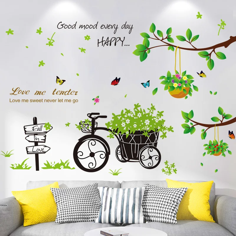

Tricycle Grass Wall Stickers DIY Tree Branch Mural Decor Decals for Living Room Bedroom Nursery Kitchen Decoration Accessories