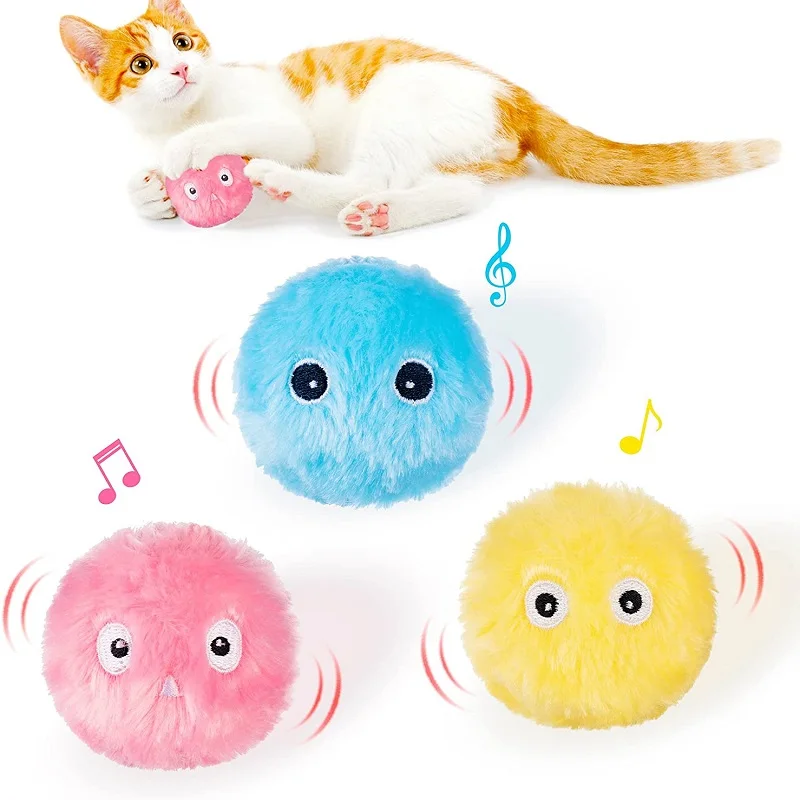 

3-Pack of Cartoon Cat Ball Toys With Realistic Animal Chirps, Soft And Lightweight For Lndoor Cats And Kitten Cat Accessories