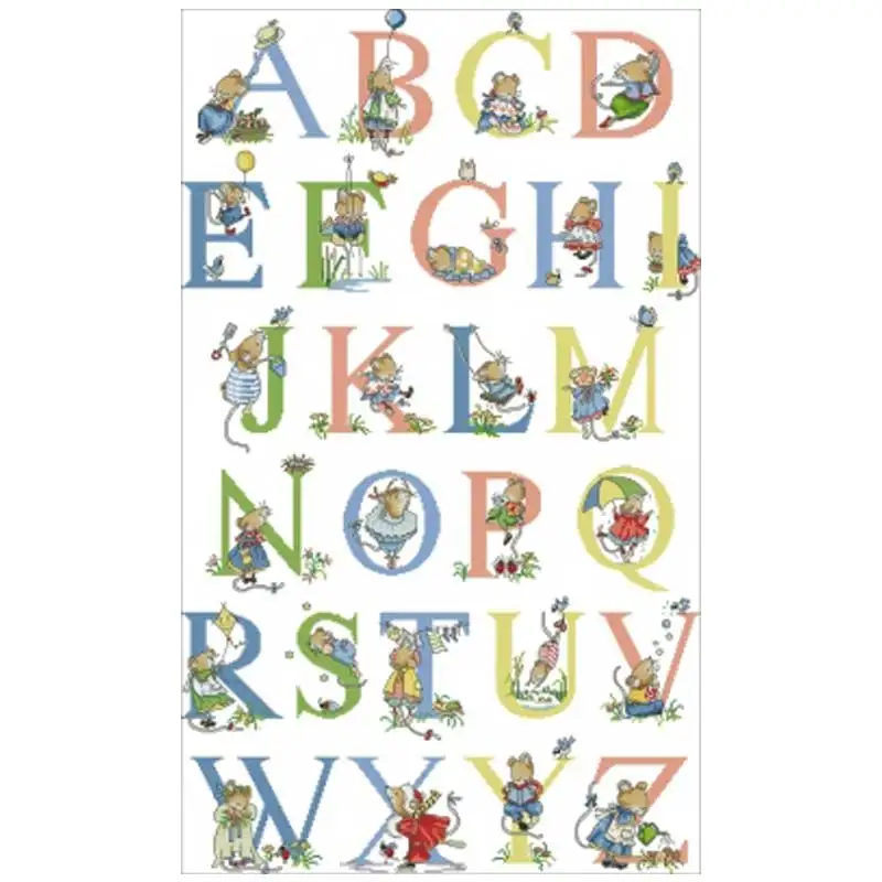

Little mouse alphabet patterns Counted Cross Stitch 16CT 14CT 18CT DIY Chinese Cross Stitch Kits Embroidery Needlework Sets