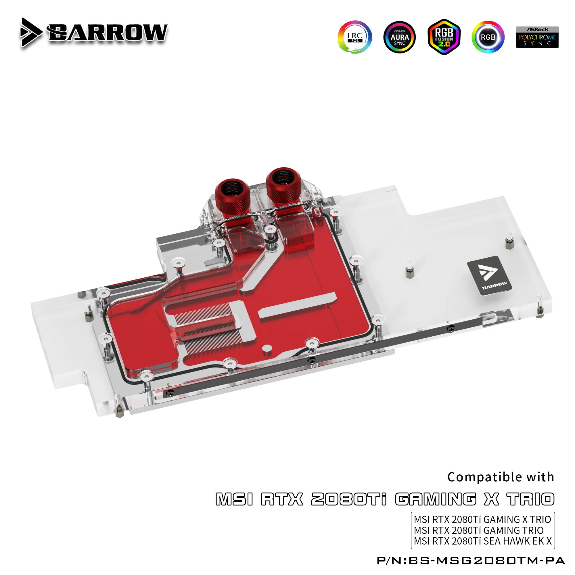 Barrow BS-MSG2080TM-PA полноэкранная графическая карта блоки водяного охлаждения для MSI